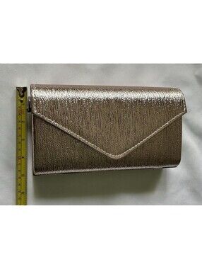 Rose Gold Clutch Bag Purse Metallic Formal Evening Handbag Crossbody Pre Owned